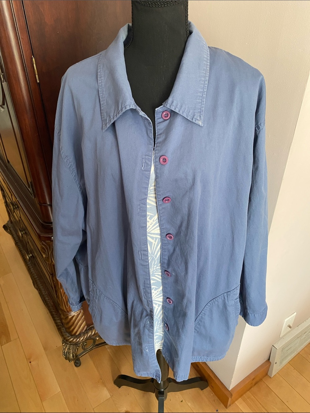 Penningtons Blue Button-Up Utility Jacket/Blouse
